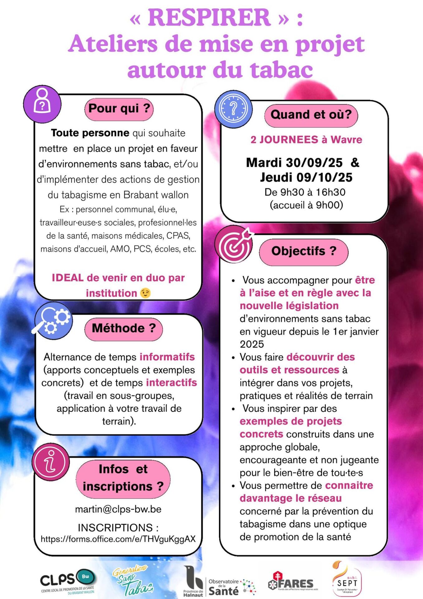affiche d'invitation à deux jours de mise en projet autour du tabac (automne 2025)