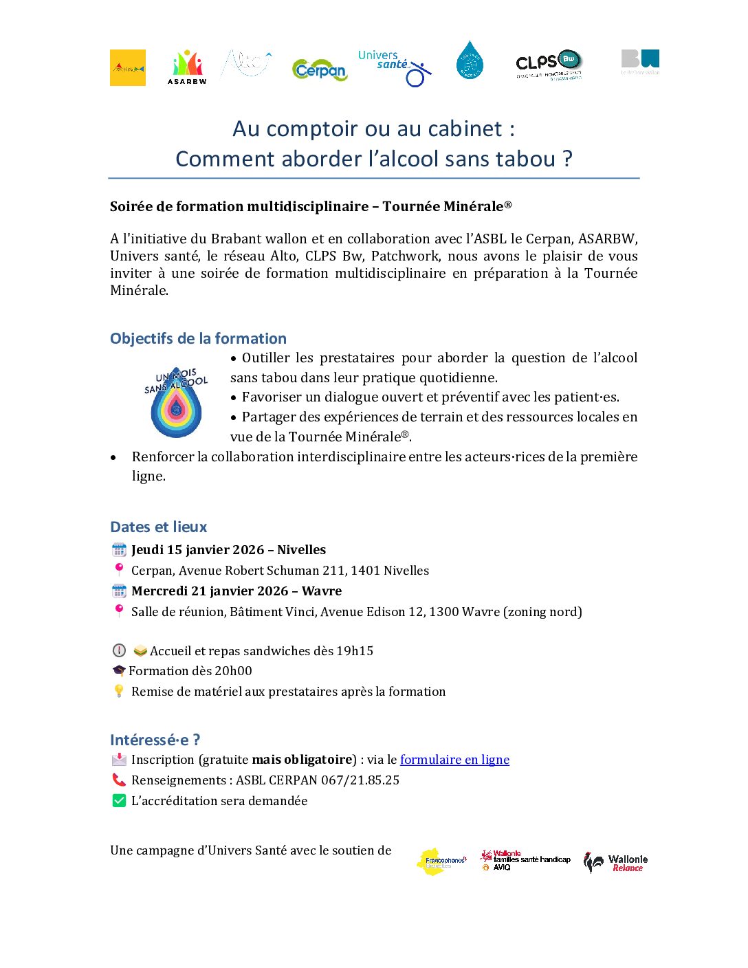 Invitation Tournée Minérale - Formation -validationBW